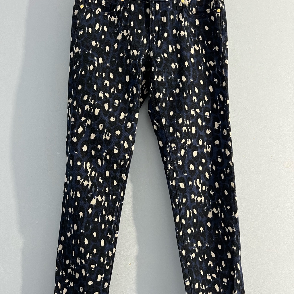 Kate Spade Black , Blue And White Leopard Print Pants